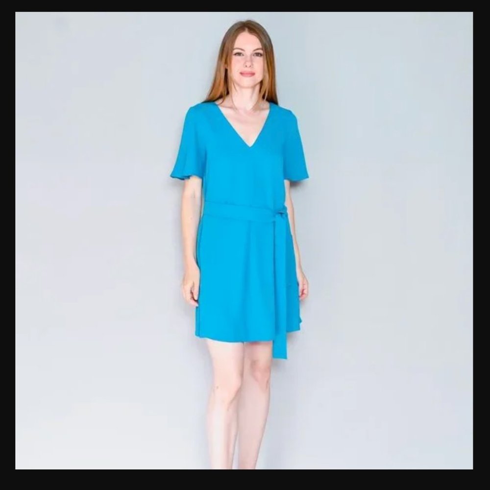 Amanda Uprichard Copely Blue Belted Mini Dress